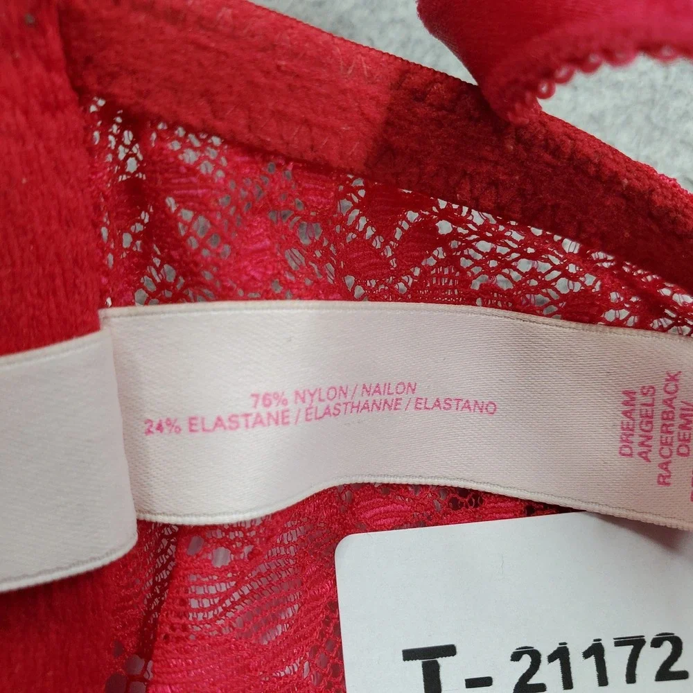 Victoria's Secret Women Bra 34D Red Floral Dream Angels Racerback Front Closure